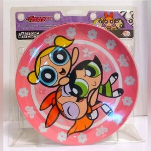 powerpuff girls Cartoon Network Vintage Y2k Plastic Dinnerware 3 Pc Set New